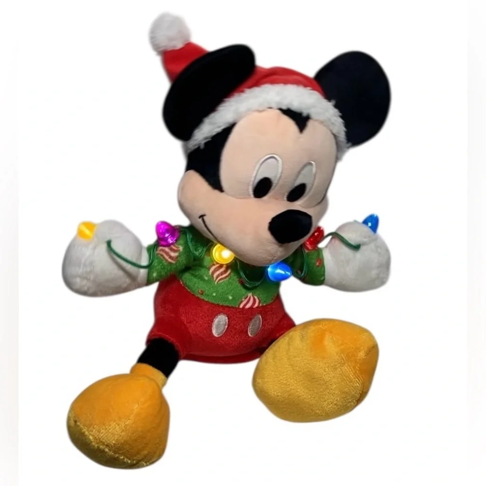 Disney Mickey Mouse Light Up Musical 10" Plush We Wish You Merry Christmas WORKS - Picture 3 of 12